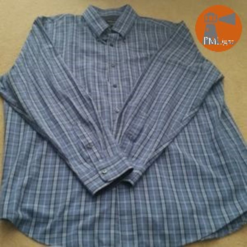 Van Heusen XL Blue Plaid Dress Shirt Long Sleeve